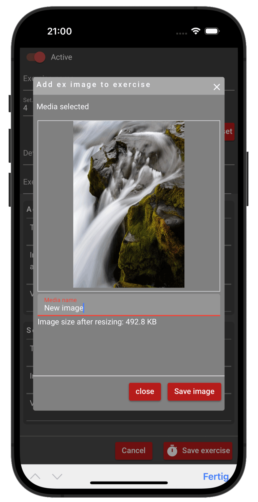 Workout Import & Export Screen